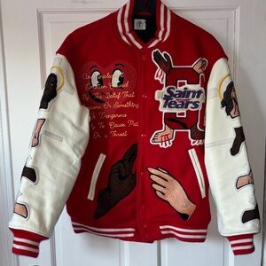 Red & White Varsity Bomber Jacket